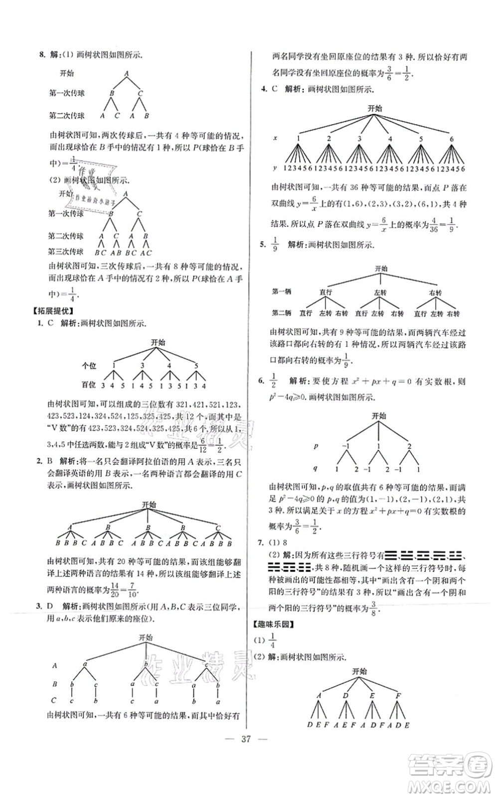 江蘇鳳凰科學(xué)技術(shù)出版社2021小題狂做提優(yōu)版九年級(jí)數(shù)學(xué)上冊(cè)蘇科版答案