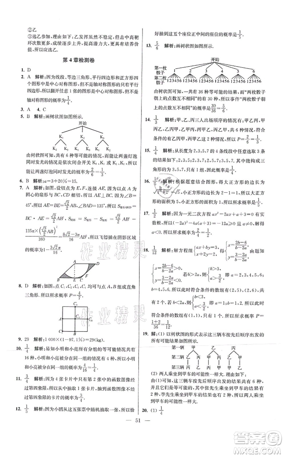 江蘇鳳凰科學(xué)技術(shù)出版社2021小題狂做提優(yōu)版九年級(jí)數(shù)學(xué)上冊(cè)蘇科版答案