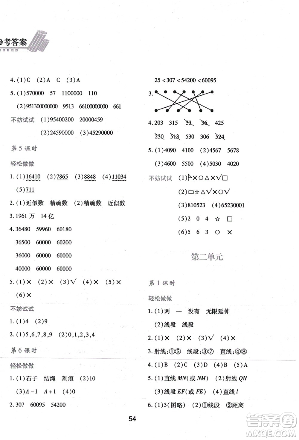 陜西人民教育出版社2021新課程學(xué)習(xí)與評價四年級數(shù)學(xué)上冊C版北師大版答案