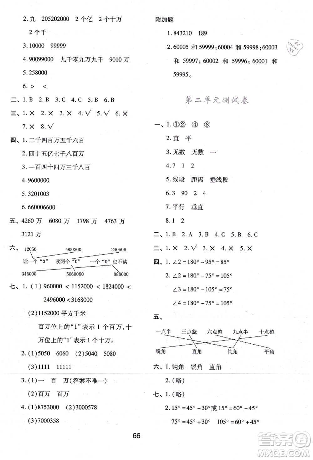 陜西人民教育出版社2021新課程學(xué)習(xí)與評價四年級數(shù)學(xué)上冊C版北師大版答案