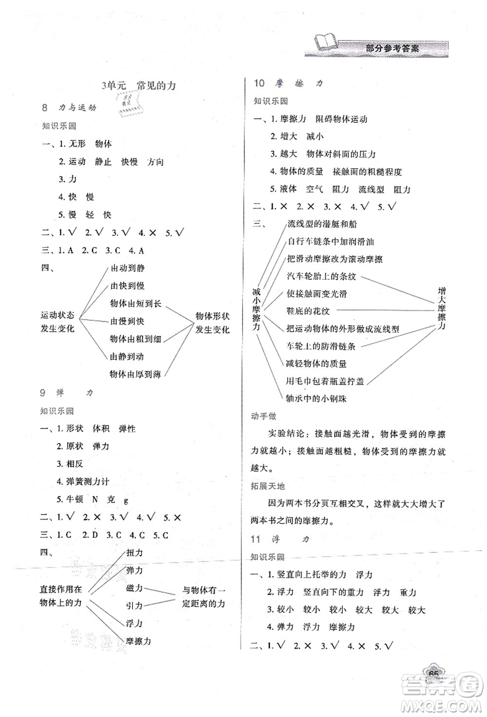 陜西人民教育出版社2021新課程學(xué)習(xí)與評價(jià)四年級科學(xué)上冊B版蘇教版答案