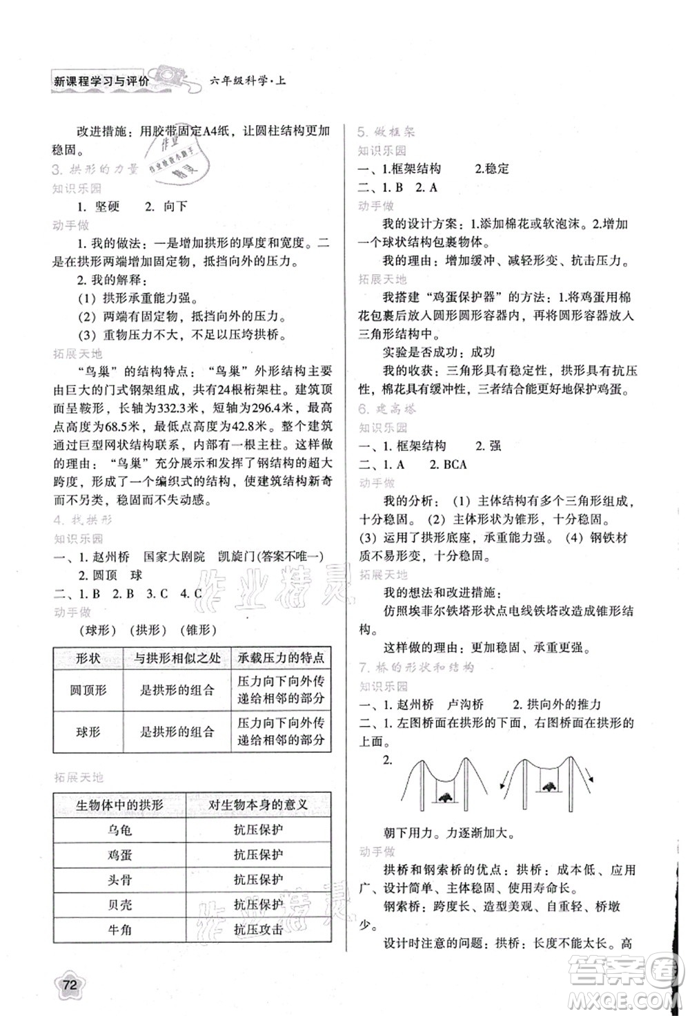 陜西人民教育出版社2021新課程學(xué)習(xí)與評價六年級科學(xué)上冊K版教科版參考答案