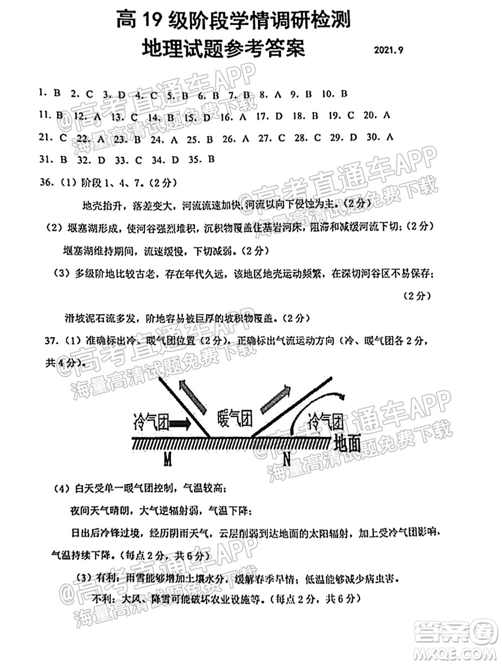 臨沂高19級(jí)階段學(xué)情調(diào)研地理試卷及答案