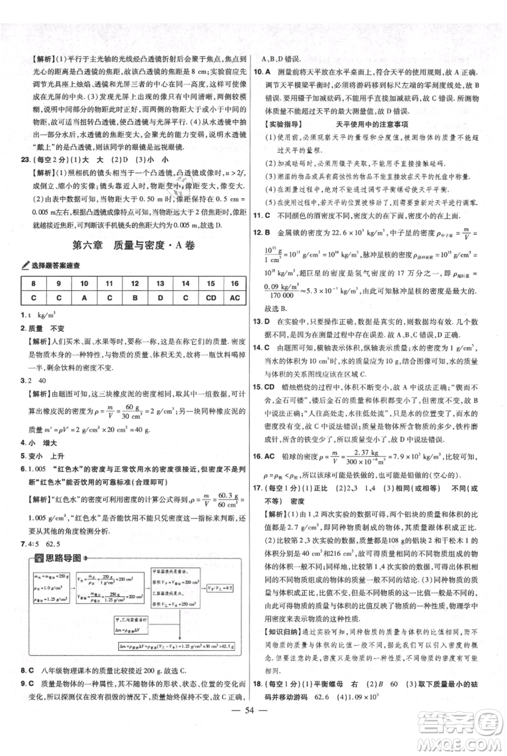 延邊教育出版社2021金考卷活頁題選初中同步單元雙測卷八年級上冊物理人教版參考答案