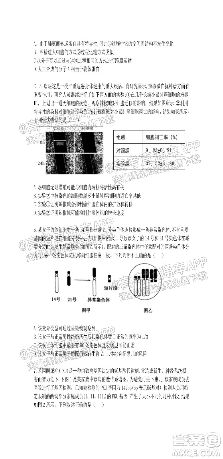 江蘇省2022屆百校聯(lián)考高三年級第一次考試生物試題及答案