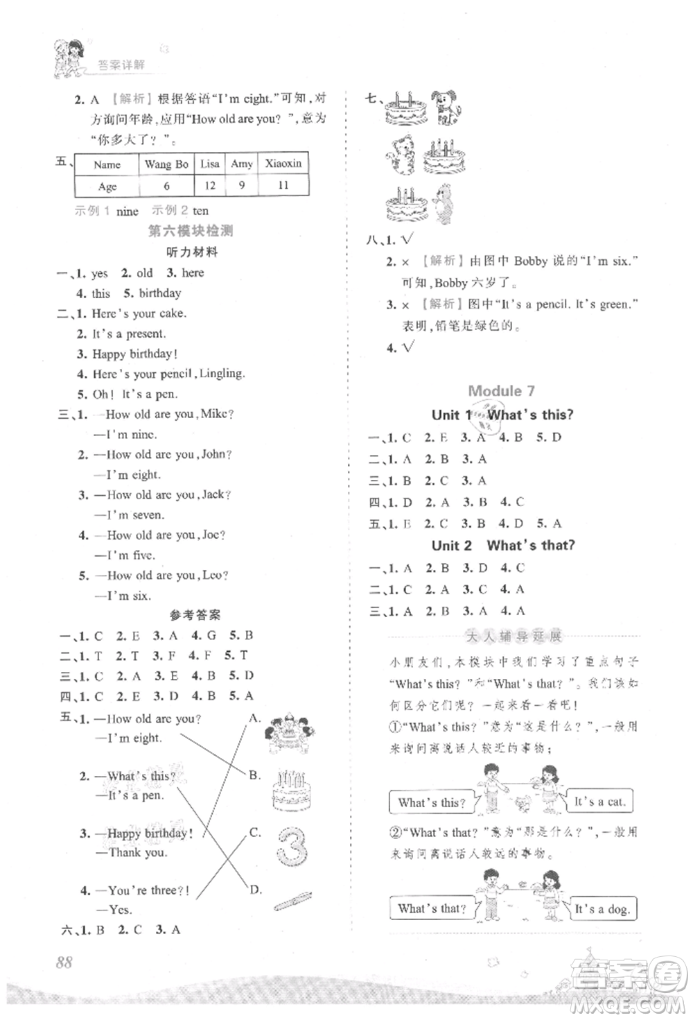 江西人民出版社2021王朝霞創(chuàng)維新課堂同步優(yōu)化訓(xùn)練三年級(jí)上冊(cè)英語外研版參考答案