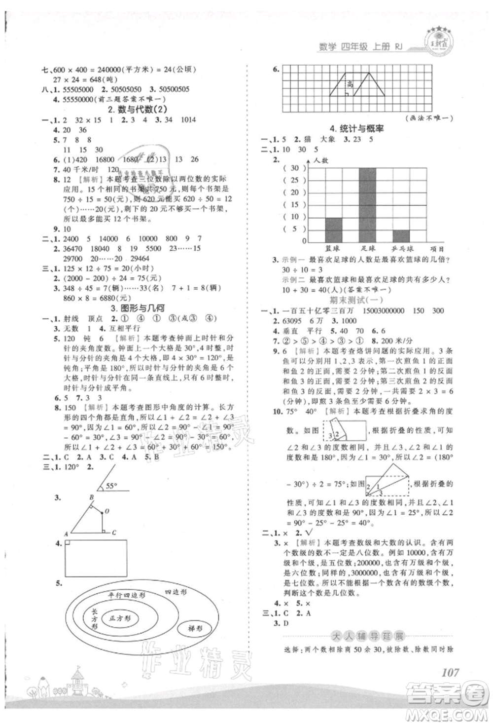 江西人民出版社2021王朝霞創(chuàng)維新課堂同步優(yōu)化訓(xùn)練四年級(jí)上冊(cè)數(shù)學(xué)人教版參考答案