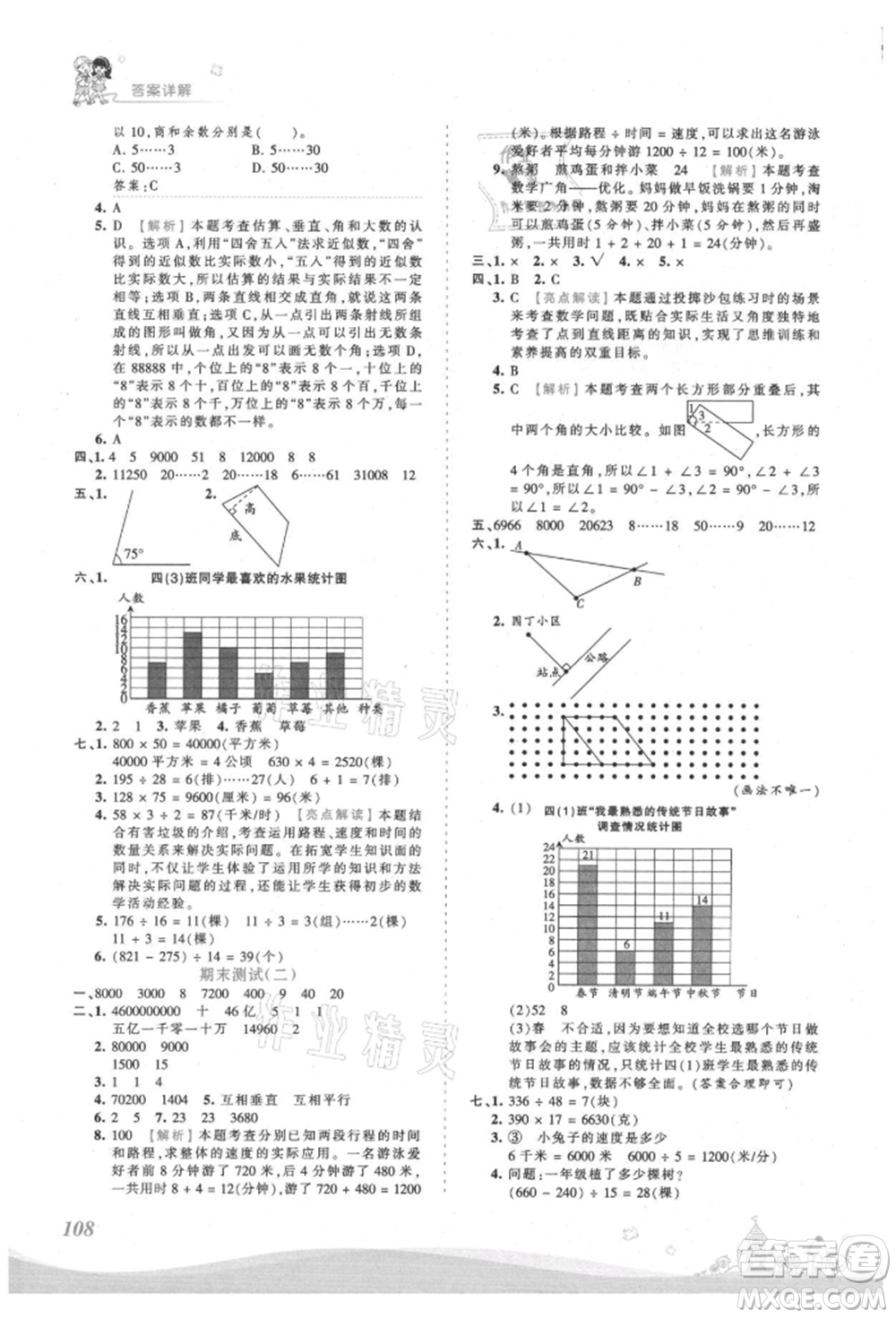 江西人民出版社2021王朝霞創(chuàng)維新課堂同步優(yōu)化訓(xùn)練四年級(jí)上冊(cè)數(shù)學(xué)人教版參考答案