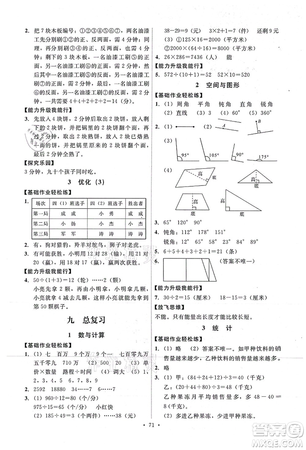 人民教育出版社2021能力培養(yǎng)與測(cè)試四年級(jí)數(shù)學(xué)上冊(cè)人教版湖南專版答案