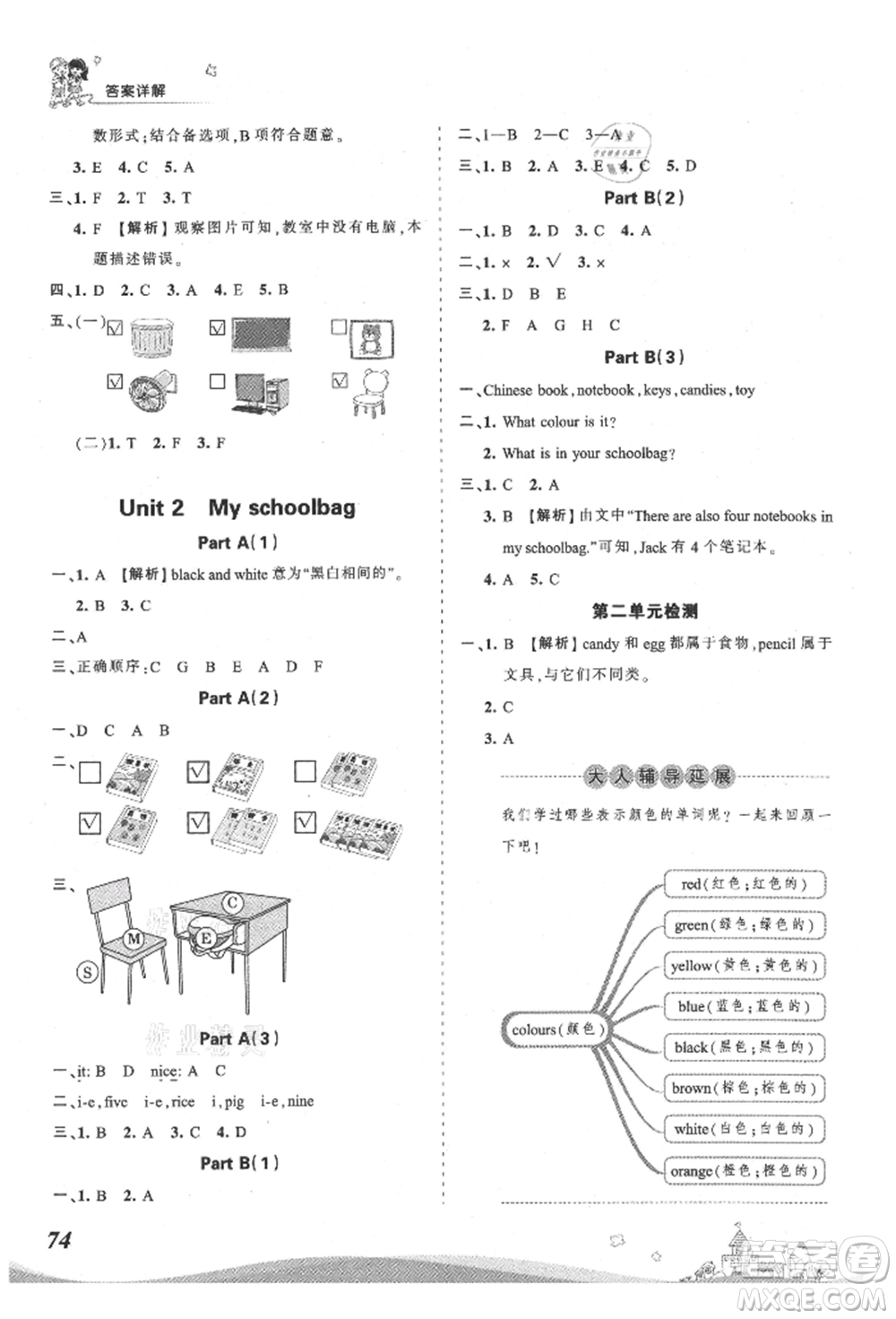 江西人民出版社2021王朝霞創(chuàng)維新課堂同步優(yōu)化訓練四年級上冊英語人教版參考答案