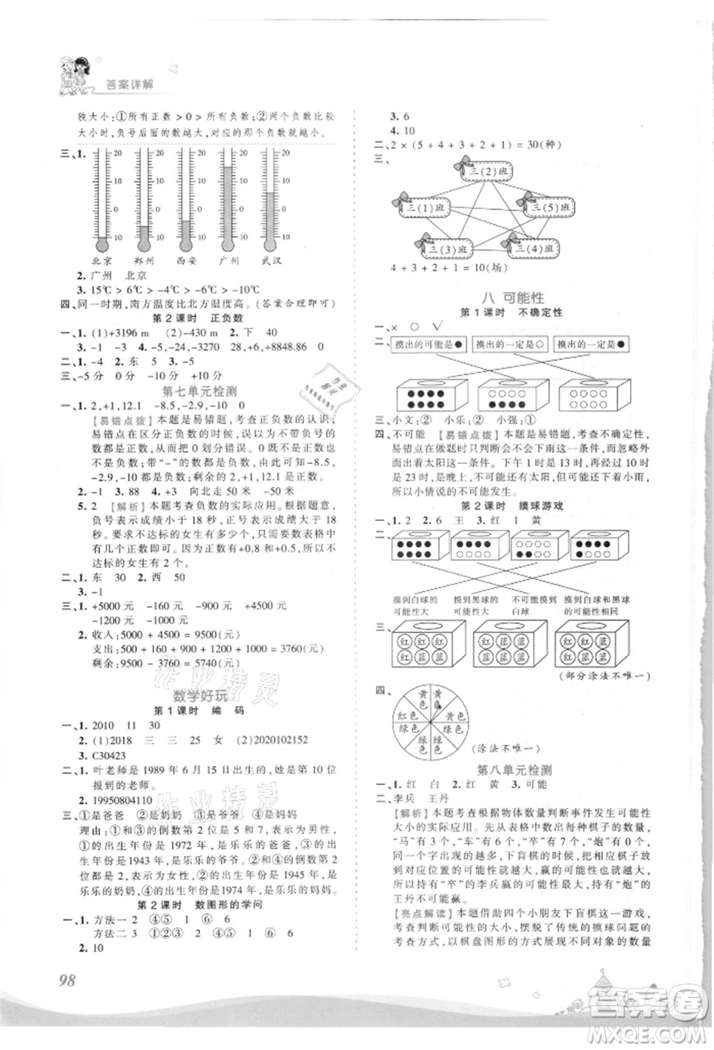 江西人民出版社2021王朝霞創(chuàng)維新課堂同步優(yōu)化訓(xùn)練四年級(jí)上冊(cè)數(shù)學(xué)北師大版參考答案