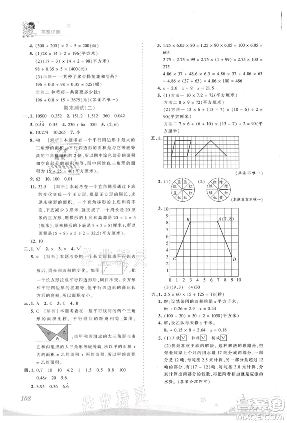 江西人民出版社2021王朝霞創(chuàng)維新課堂同步優(yōu)化訓(xùn)練五年級(jí)上冊(cè)數(shù)學(xué)人教版參考答案