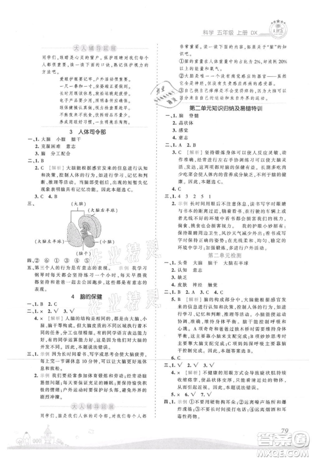 江西人民出版社2021王朝霞創(chuàng)維新課堂同步優(yōu)化訓練五年級上冊科學大象版參考答案