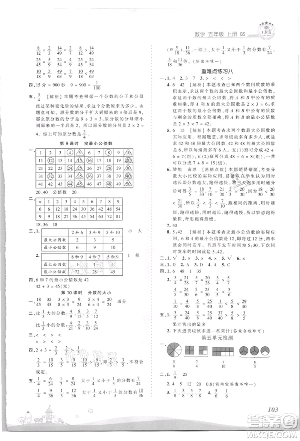 江西人民出版社2021王朝霞創(chuàng)維新課堂同步優(yōu)化訓(xùn)練五年級上冊數(shù)學(xué)北師大版參考答案