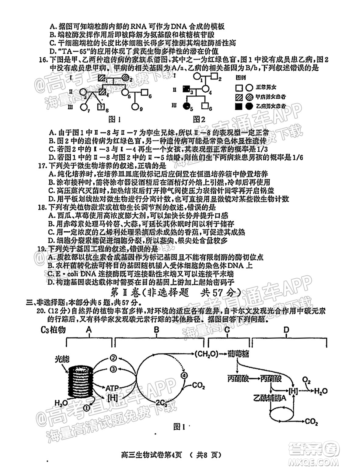 南京市2022屆高三年級學情調(diào)研生物試題及答案