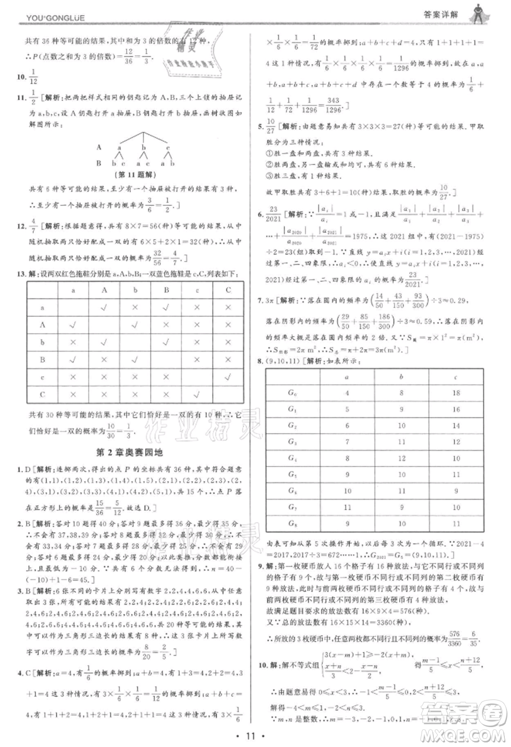 浙江人民出版社2021優(yōu)+攻略九年級數(shù)學(xué)浙教版參考答案