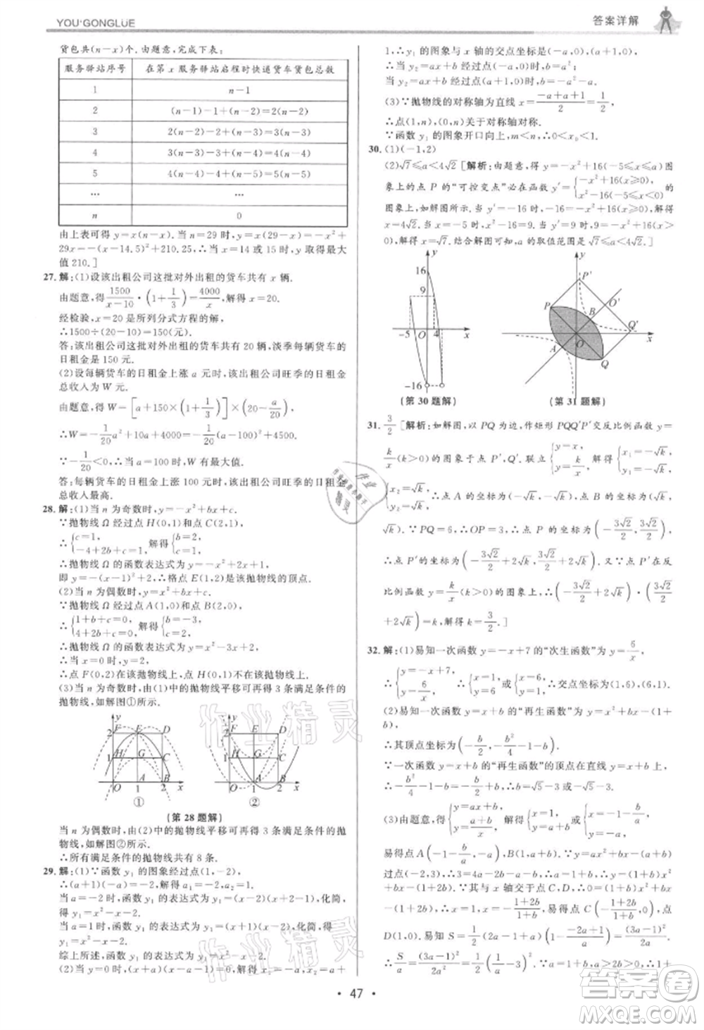 浙江人民出版社2021優(yōu)+攻略九年級數(shù)學(xué)浙教版參考答案