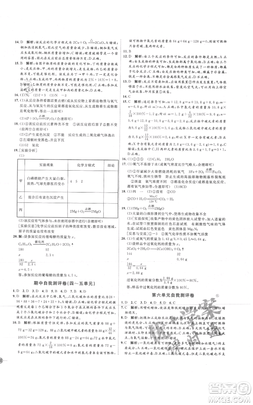 吉林教育出版社2021優(yōu)+學(xué)案課時(shí)通八年級(jí)化學(xué)魯教版參考答案