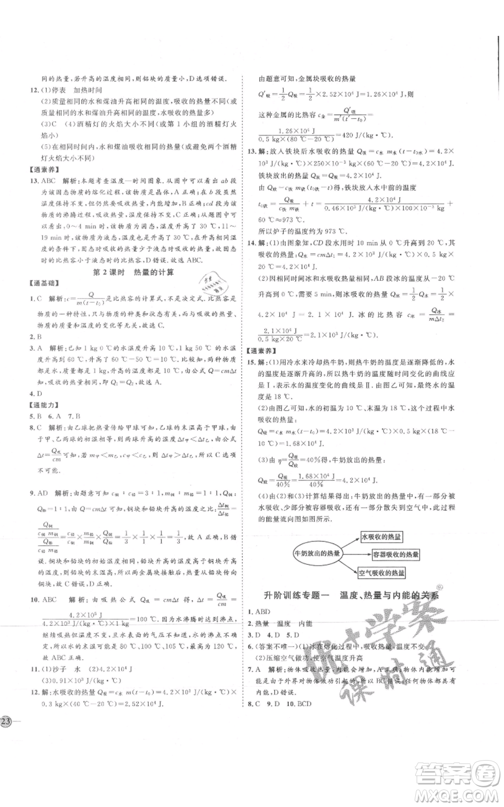 延邊教育出版社2021優(yōu)+學(xué)案課時(shí)通九年級(jí)物理人教版濰坊專版參考答案