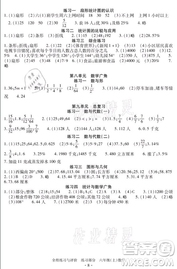 浙江人民出版社2021全程練習(xí)與評(píng)價(jià)六年級(jí)上冊(cè)數(shù)學(xué)人教版答案