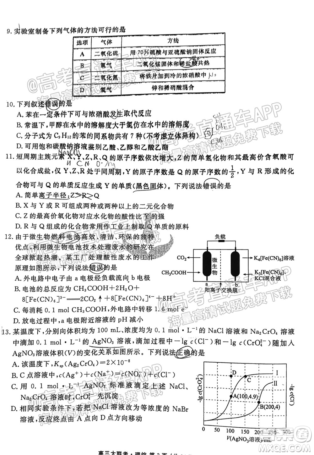 2022屆四省名校高三第一次大聯(lián)考理綜試題及答案