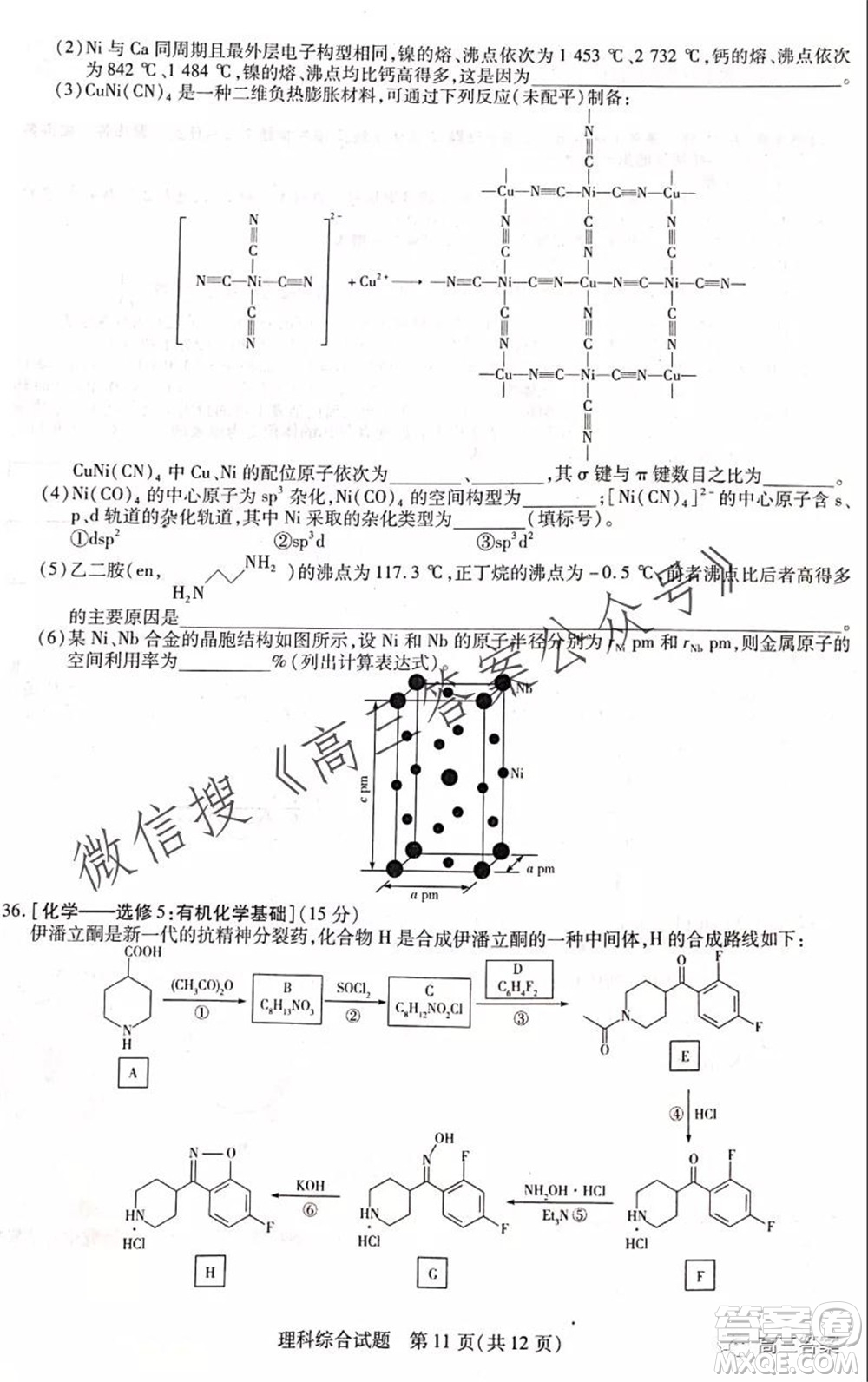 頂尖計劃2022屆高中畢業(yè)班第一次考試理科綜合試題及答案