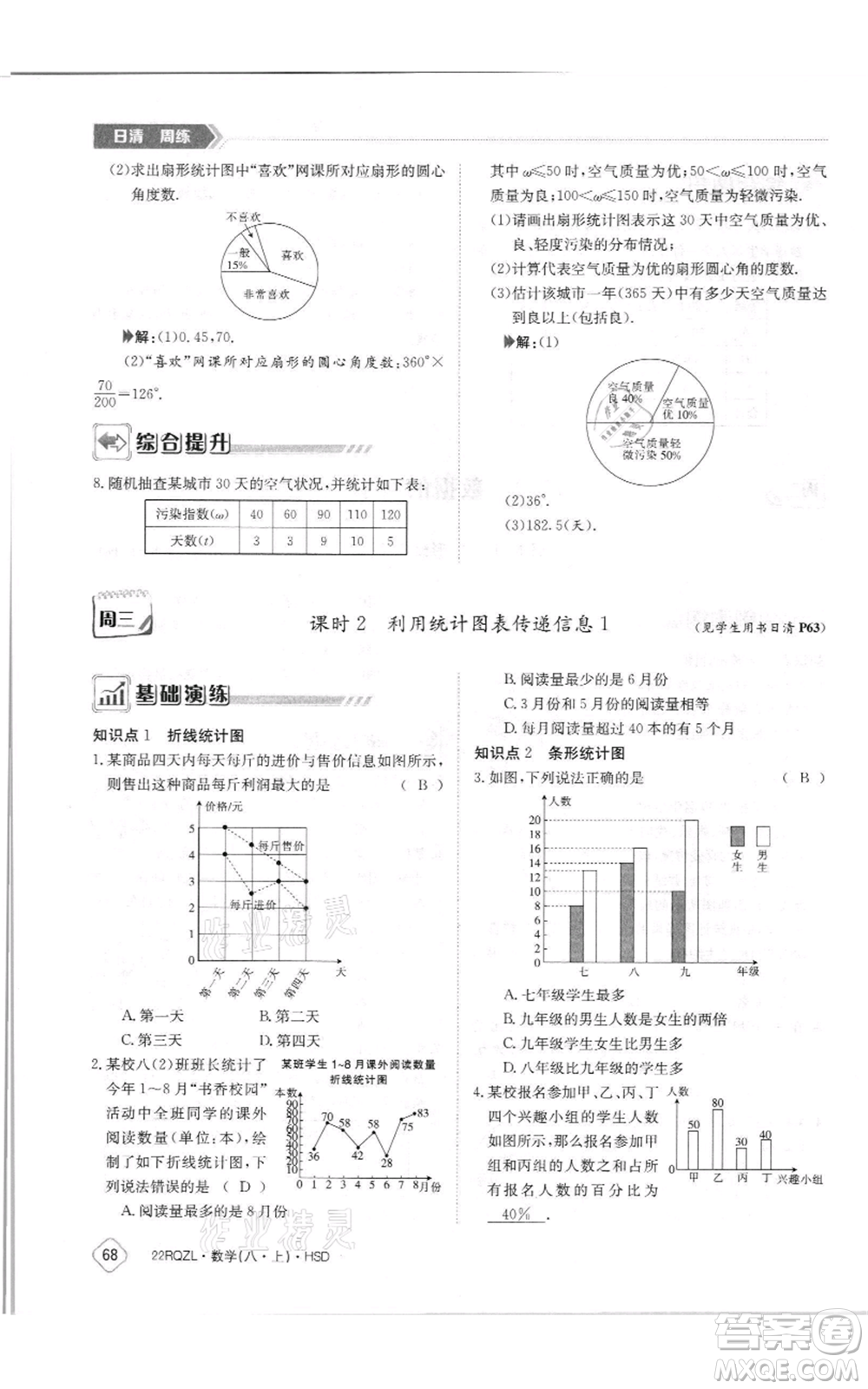 江西高校出版社2021日清周練八年級上冊數(shù)學(xué)華師大版參考答案