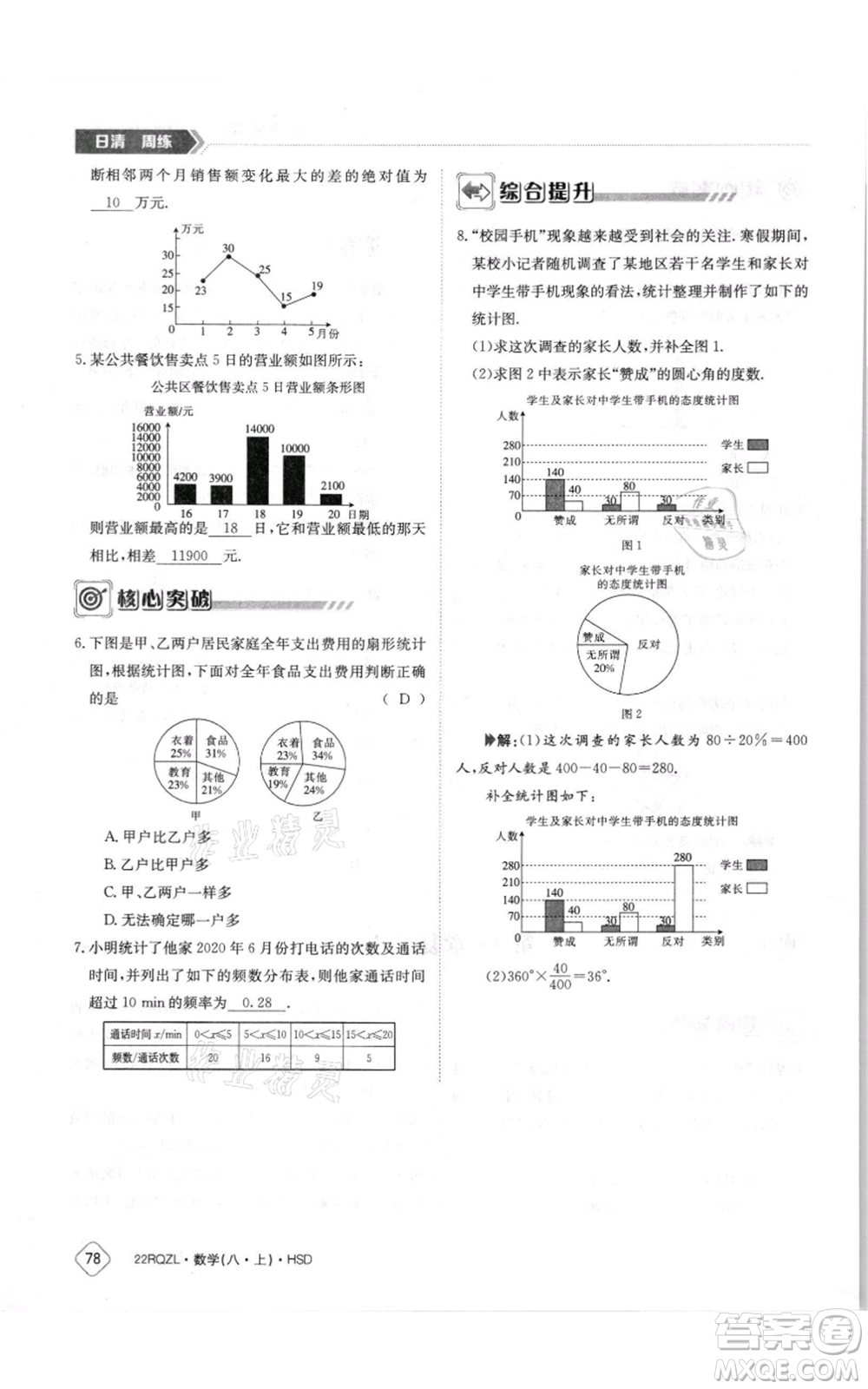 江西高校出版社2021日清周練八年級上冊數(shù)學(xué)華師大版參考答案