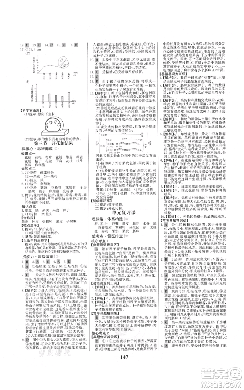 未來出版社2021世紀金榜金榜學案七年級上冊生物人教版河南專版參考答案