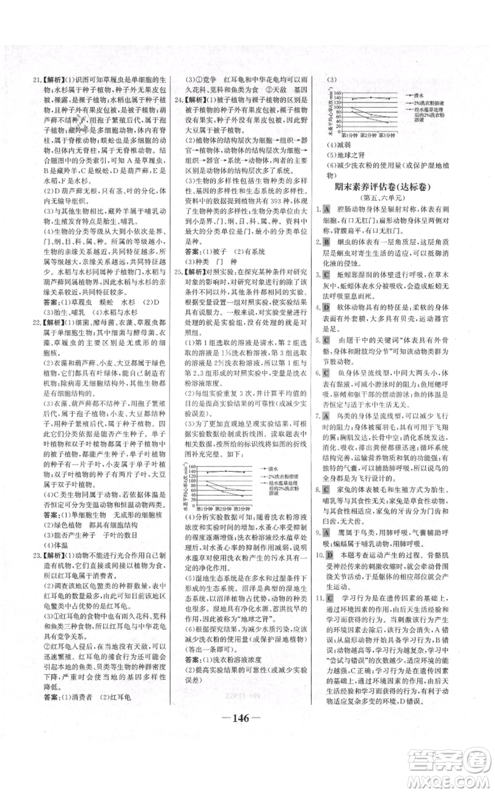 未來出版社2021世紀(jì)金榜金榜學(xué)案八年級上冊生物人教版河南專版參考答案