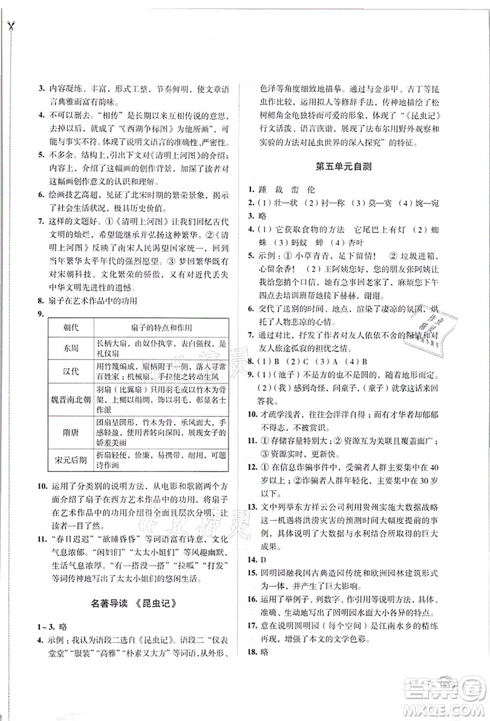 江蘇鳳凰教育出版社2021學(xué)習(xí)與評(píng)價(jià)八年級(jí)語(yǔ)文上冊(cè)人教版答案