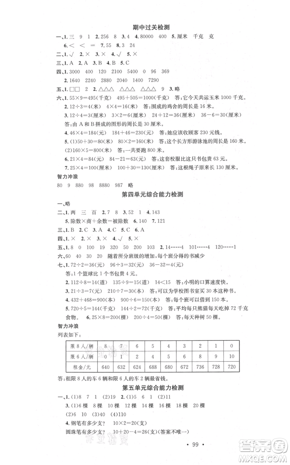 廣東經(jīng)濟(jì)出版社2021名校課堂三年級上冊數(shù)學(xué)蘇教版參考答案