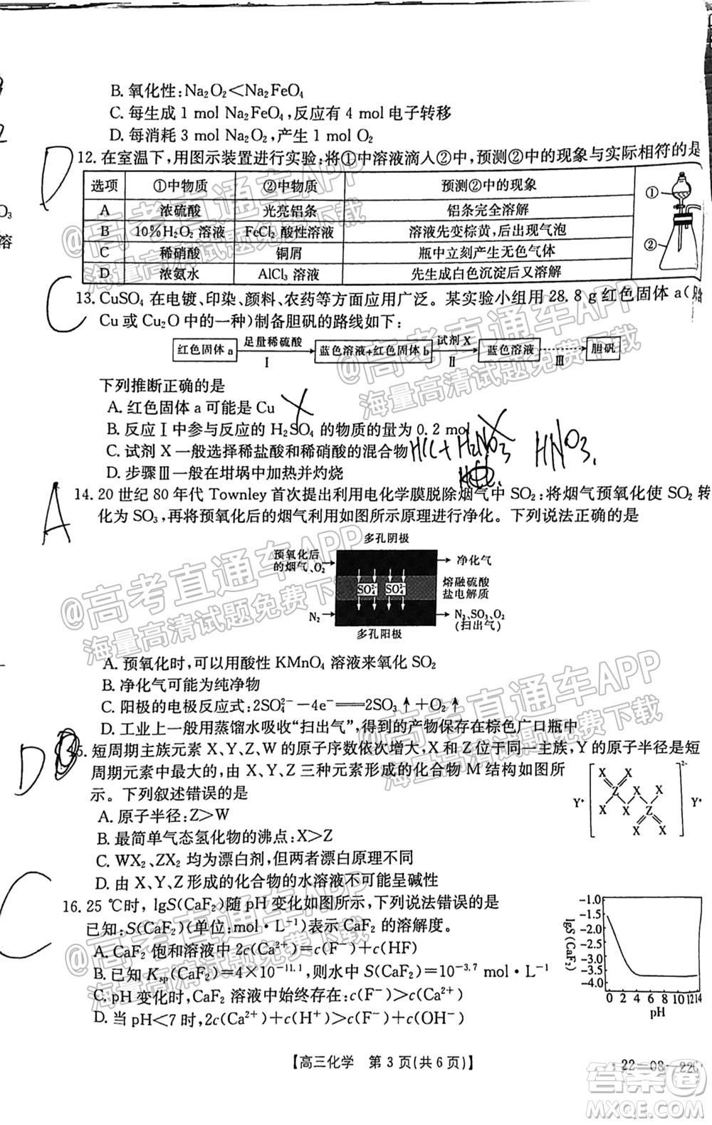 2022屆廣東金太陽9月聯(lián)考高三一輪復(fù)習(xí)調(diào)研考化學(xué)試題及答案