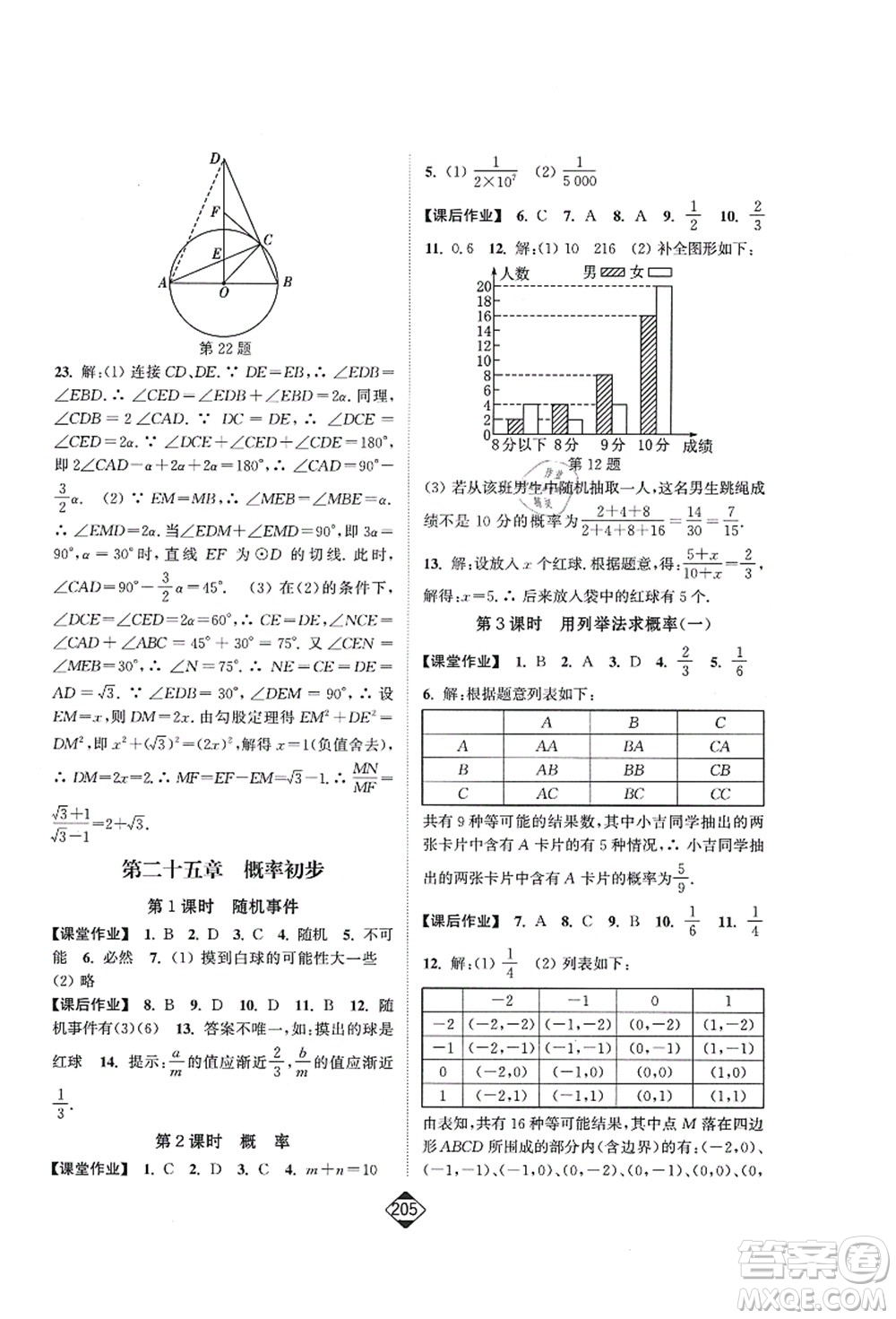 延邊大學(xué)出版社2021輕松作業(yè)本九年級數(shù)學(xué)上冊新課標人教版答案