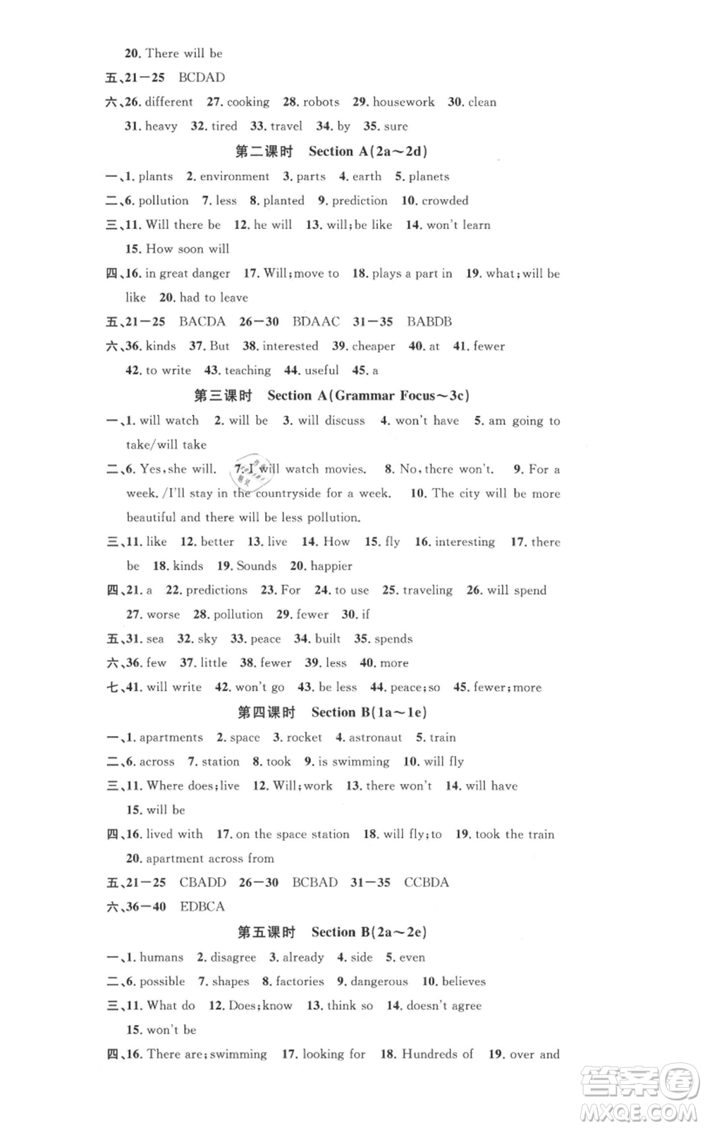 廣東經(jīng)濟(jì)出版社2021名校課堂八年級上冊英語人教版背記本浙江專版參考答案