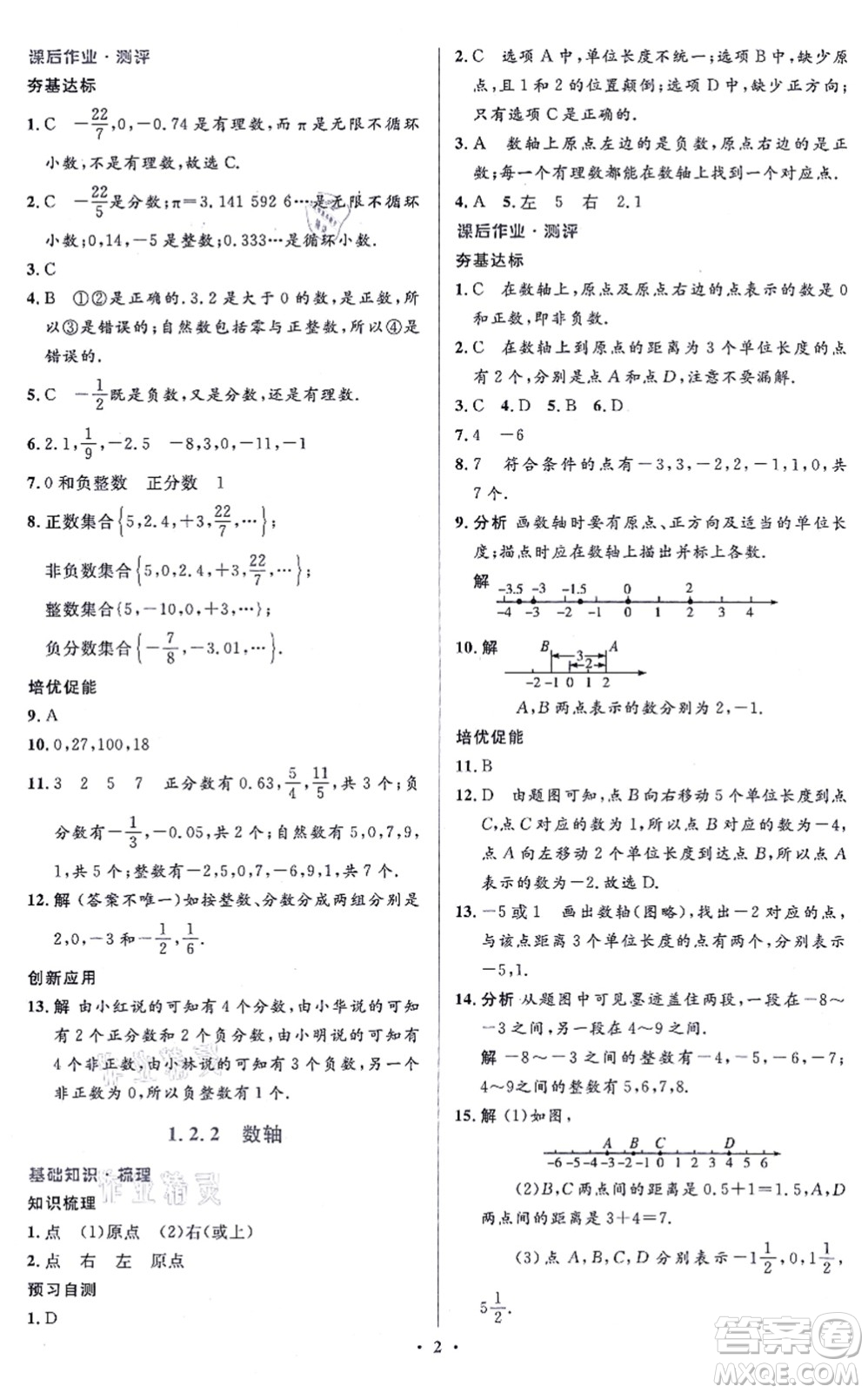 人民教育出版社2021同步解析與測(cè)評(píng)學(xué)考練七年級(jí)數(shù)學(xué)上冊(cè)人教版答案