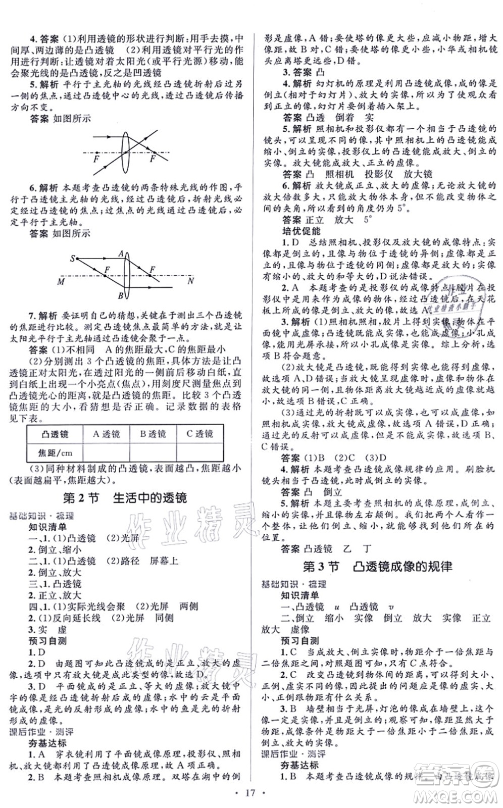 人民教育出版社2021同步解析與測評學(xué)考練八年級物理上冊人教版答案