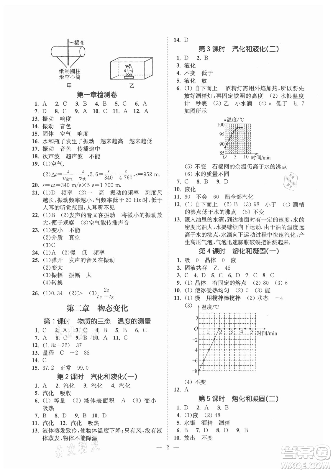 江蘇鳳凰美術(shù)出版社2021南通小題課時提優(yōu)作業(yè)本八年級物理上冊江蘇版答案