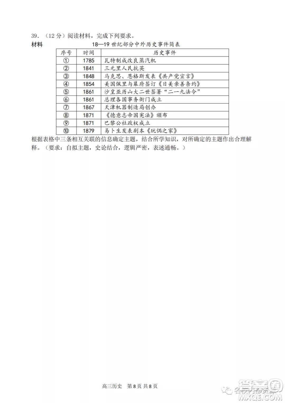 哈三中2021-2022學(xué)年度高三學(xué)年第二次驗(yàn)收考試歷史試卷及答案