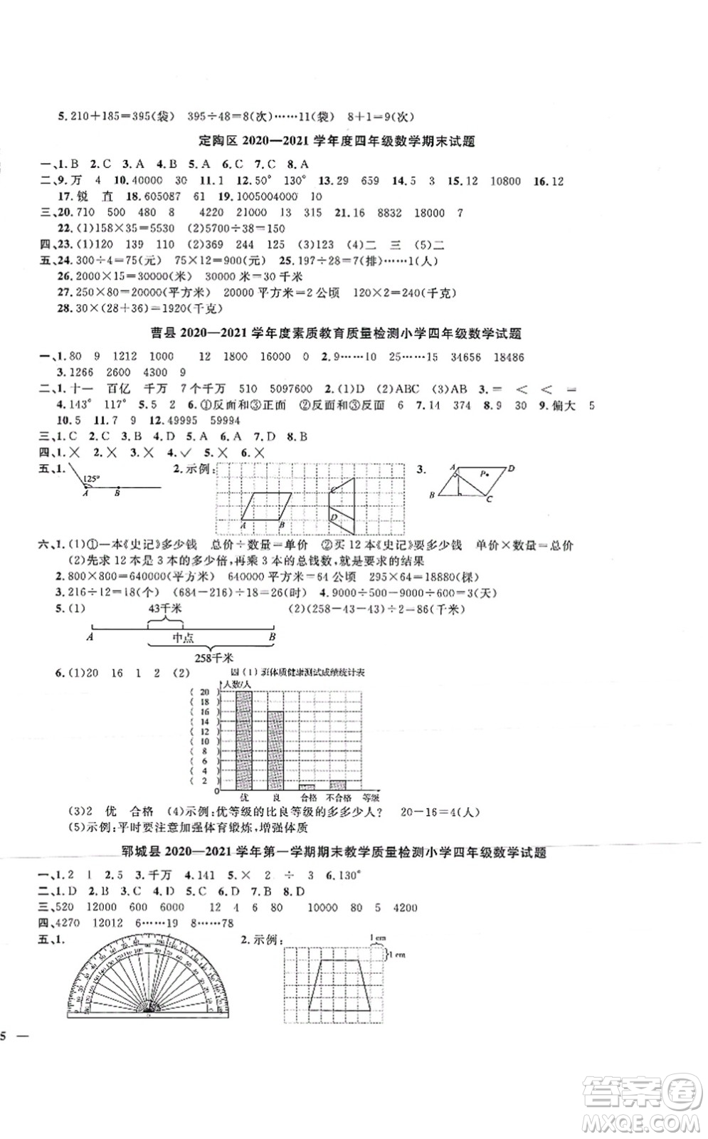 江西教育出版社2021陽光同學(xué)課時(shí)優(yōu)化作業(yè)四年級(jí)數(shù)學(xué)上冊(cè)RJ人教版菏澤專版答案