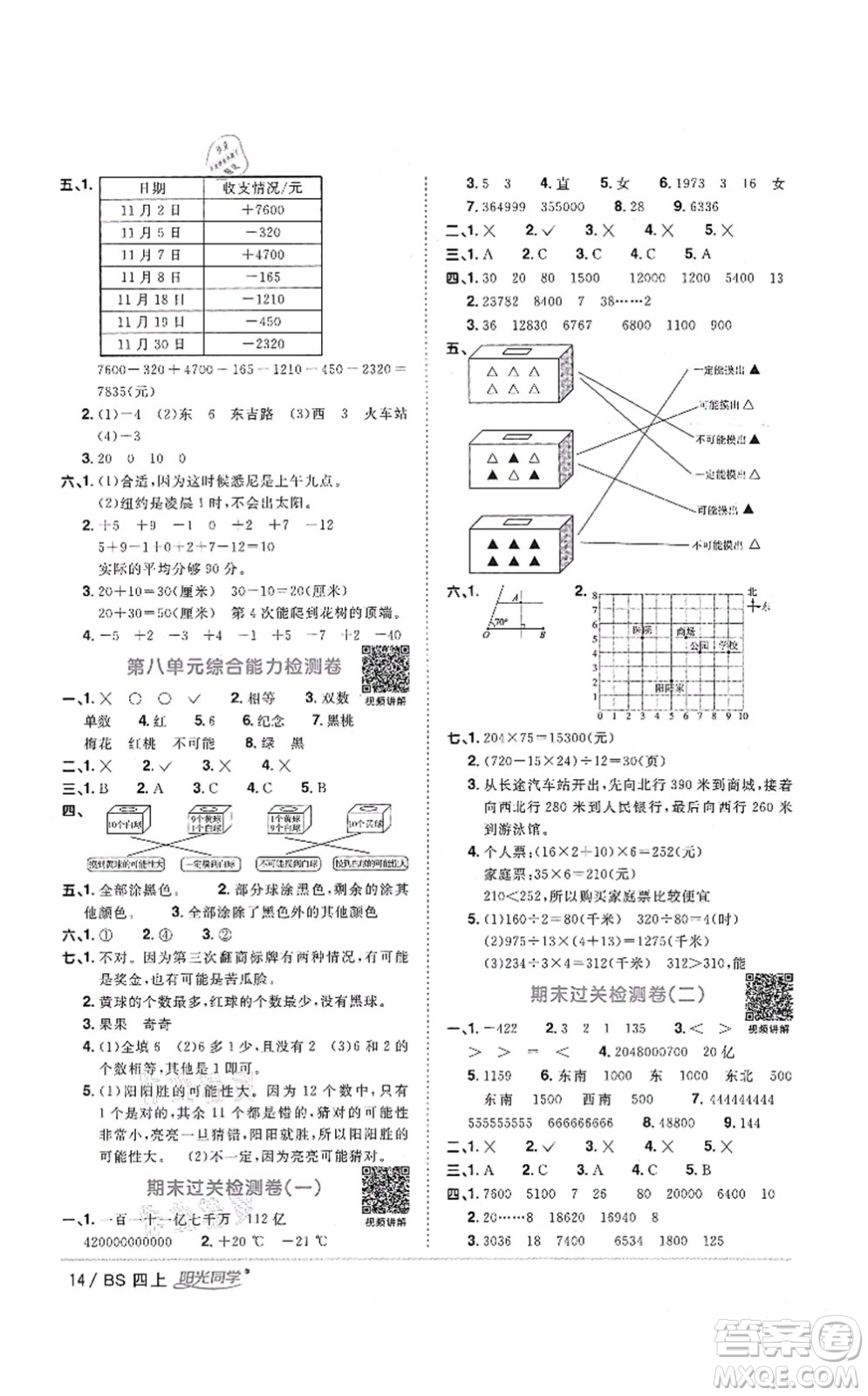 江西教育出版社2021陽(yáng)光同學(xué)課時(shí)優(yōu)化作業(yè)四年級(jí)數(shù)學(xué)上冊(cè)BS北師版四川專(zhuān)版答案