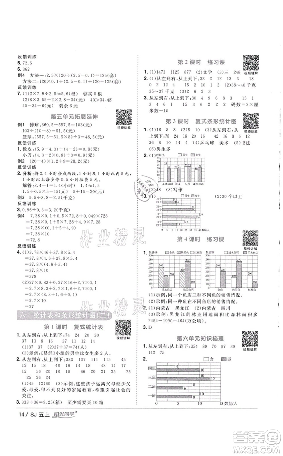 江西教育出版社2021陽光同學(xué)課時(shí)優(yōu)化作業(yè)五年級(jí)數(shù)學(xué)上冊(cè)SJ蘇教版徐州專版答案