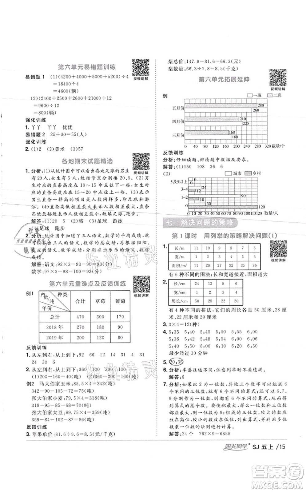 江西教育出版社2021陽光同學(xué)課時(shí)優(yōu)化作業(yè)五年級(jí)數(shù)學(xué)上冊(cè)SJ蘇教版徐州專版答案