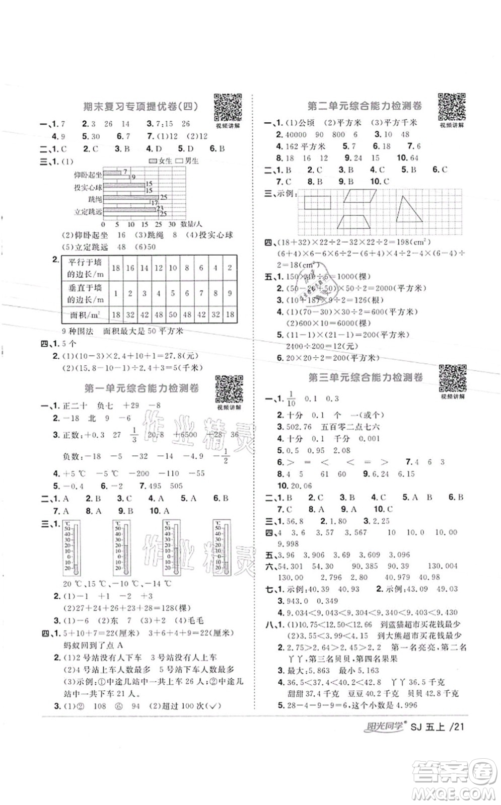 江西教育出版社2021陽光同學(xué)課時(shí)優(yōu)化作業(yè)五年級(jí)數(shù)學(xué)上冊(cè)SJ蘇教版徐州專版答案