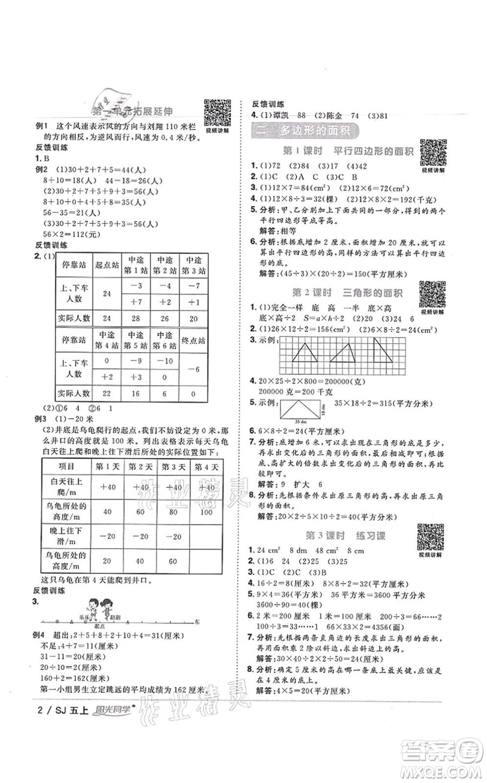 江西教育出版社2021陽光同學(xué)課時(shí)優(yōu)化作業(yè)五年級數(shù)學(xué)上冊SJ蘇教版寧德專版答案