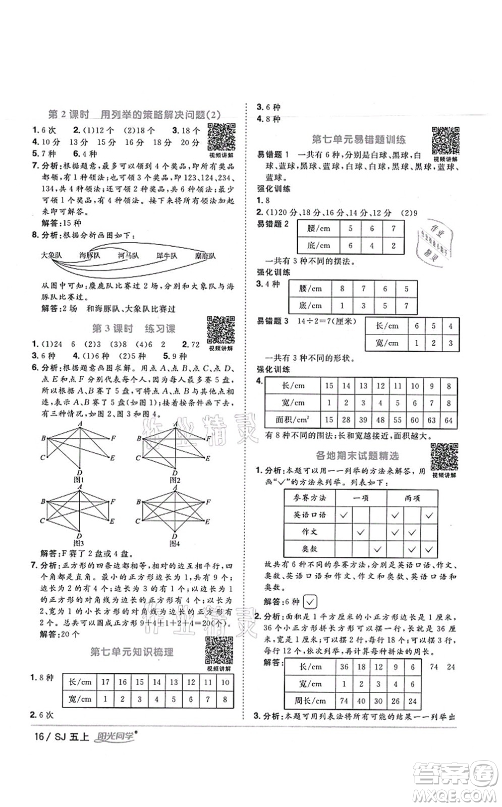 江西教育出版社2021陽光同學(xué)課時(shí)優(yōu)化作業(yè)五年級數(shù)學(xué)上冊SJ蘇教版寧德專版答案