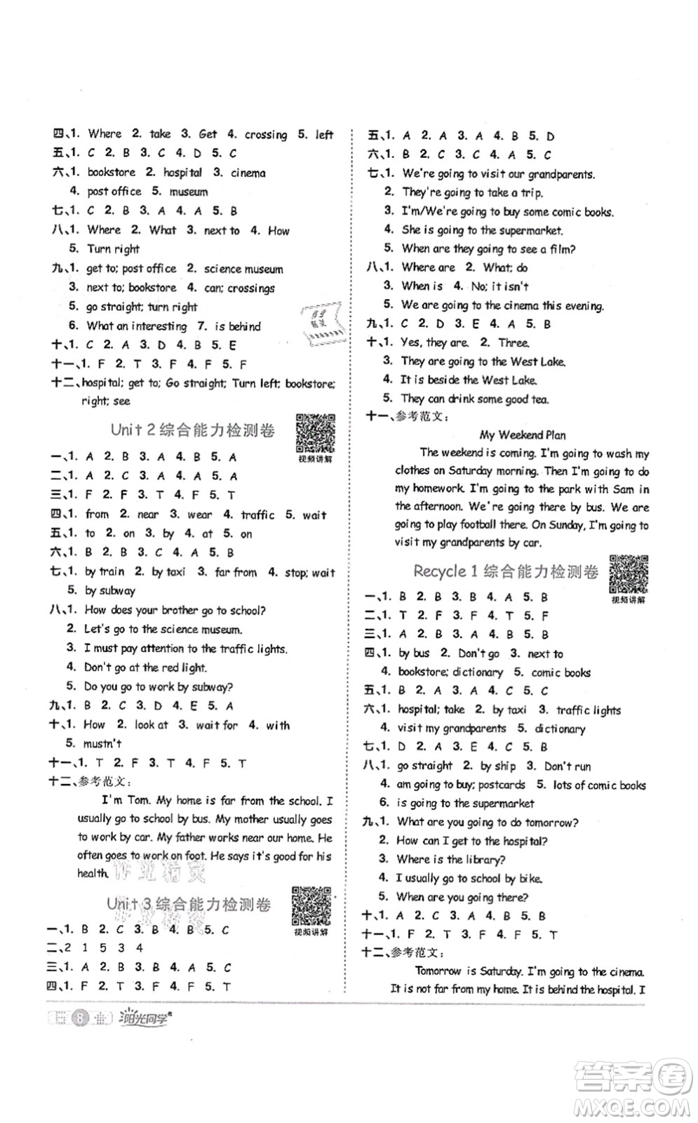 江西教育出版社2021陽光同學(xué)課時(shí)優(yōu)化作業(yè)六年級(jí)英語上冊(cè)PEP版答案