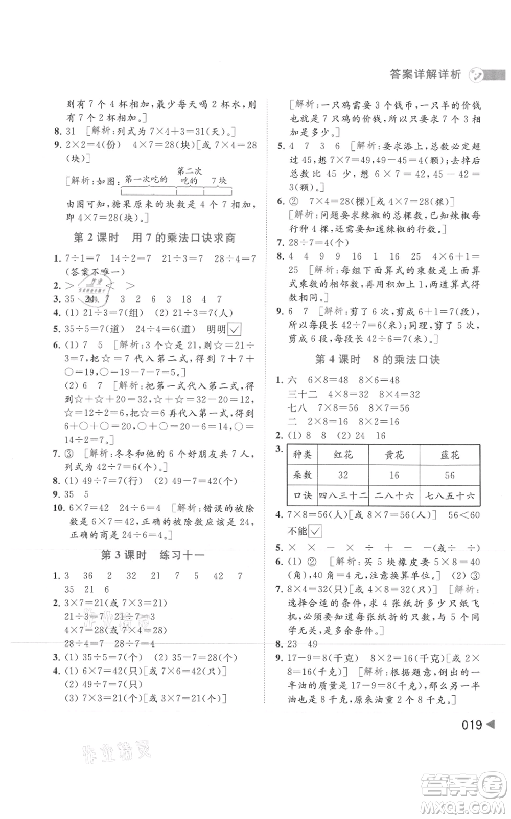 北京教育出版社2021亮點(diǎn)給力提優(yōu)班多維互動空間二年級上冊數(shù)學(xué)蘇教版參考答案