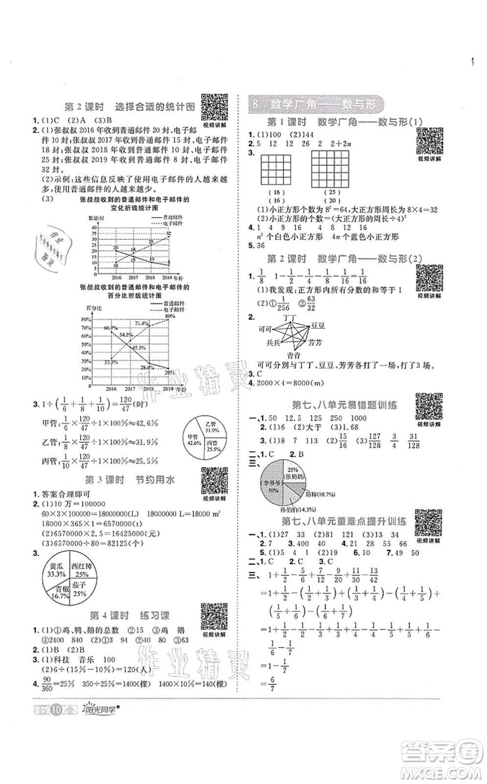 江西教育出版社2021陽光同學課時優(yōu)化作業(yè)六年級數(shù)學上冊RJ人教版菏澤專版答案