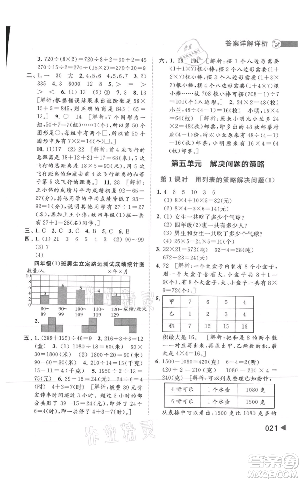 北京教育出版社2021亮點給力提優(yōu)班多維互動空間四年級上冊數(shù)學(xué)蘇教版參考答案